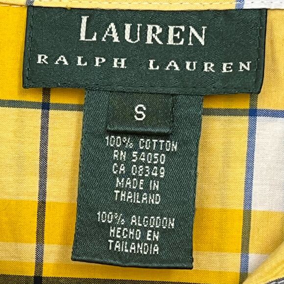 LAUREN Ralph Lauren Women's Shirt Size Small Yellow Stripe Button Down Collared - Picture 11 of 13